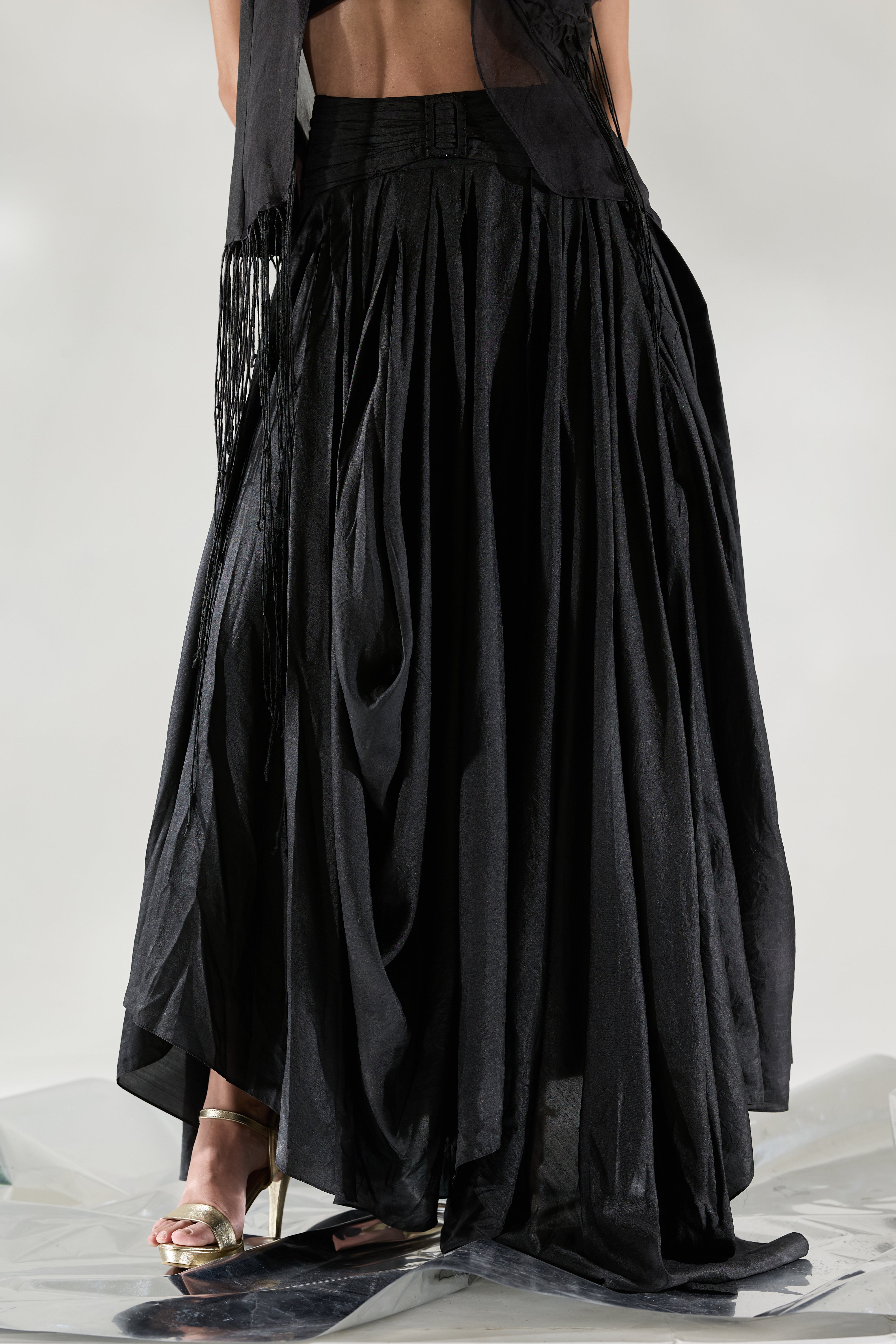 Fringe Veil Half And Half Jacket Skirt (Set)