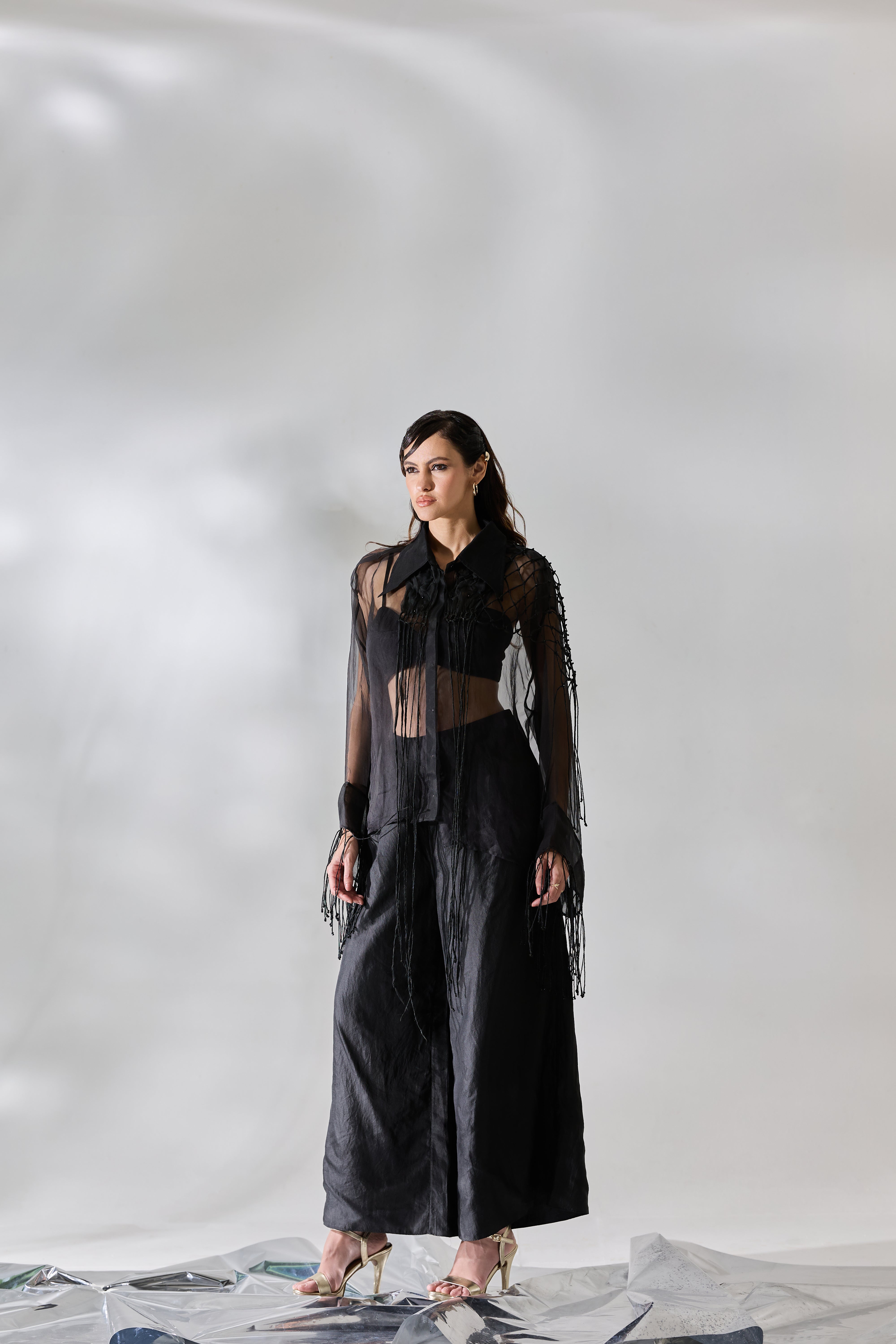 Fringe Veil Shirt Set - Pants