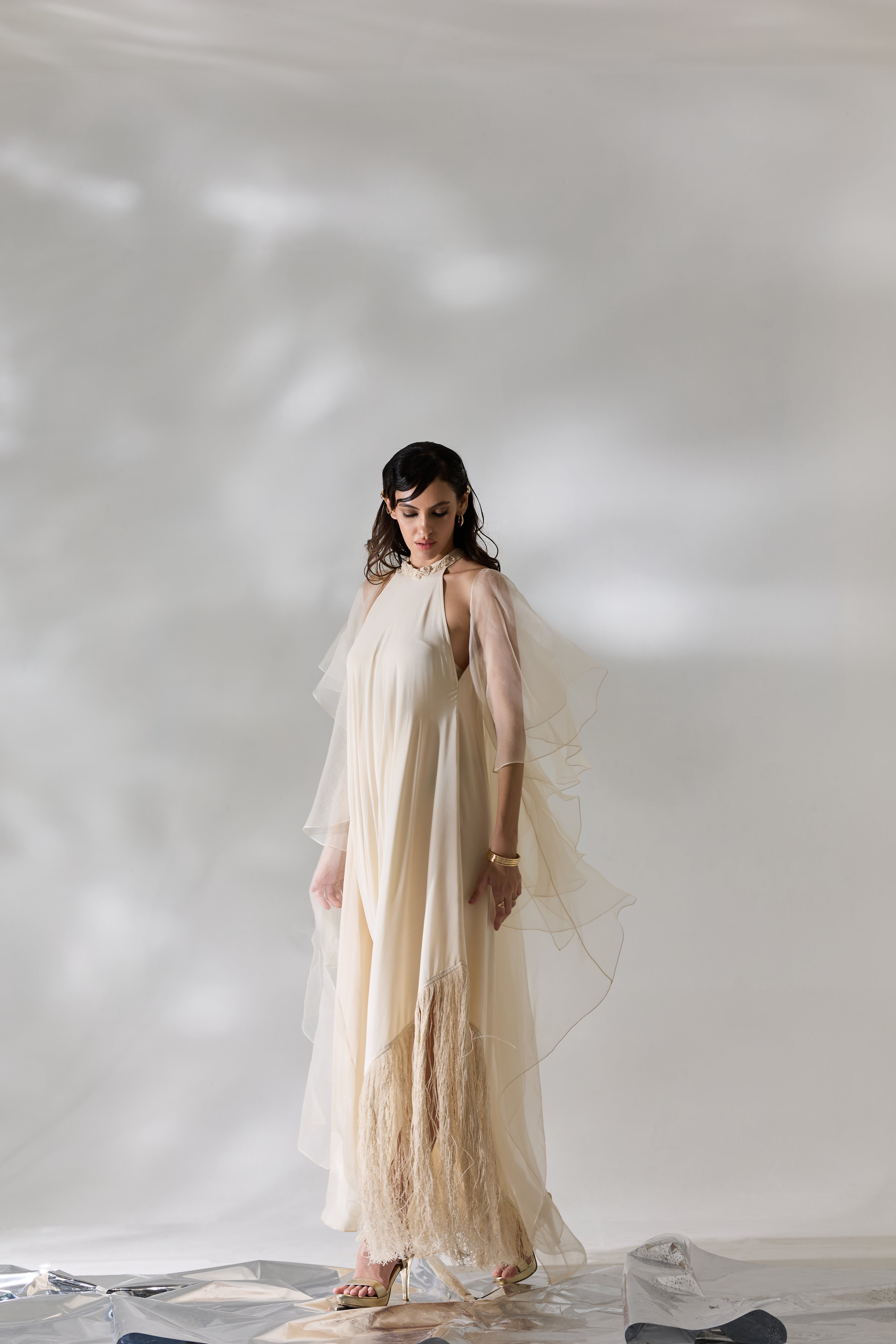 Ivory Fringe Dress - Ruffle