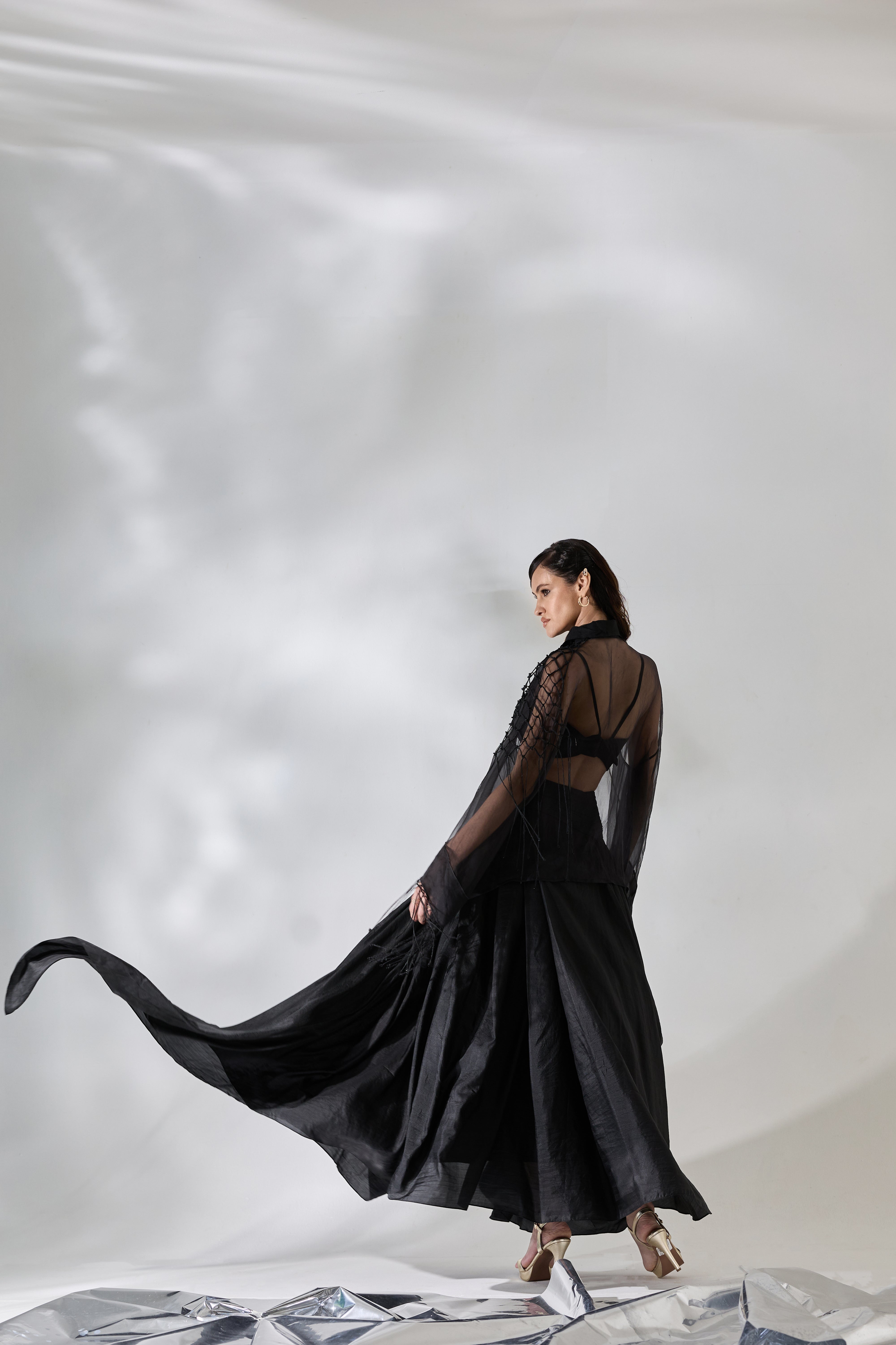 Fringe Veil Shirt Set - Skirt