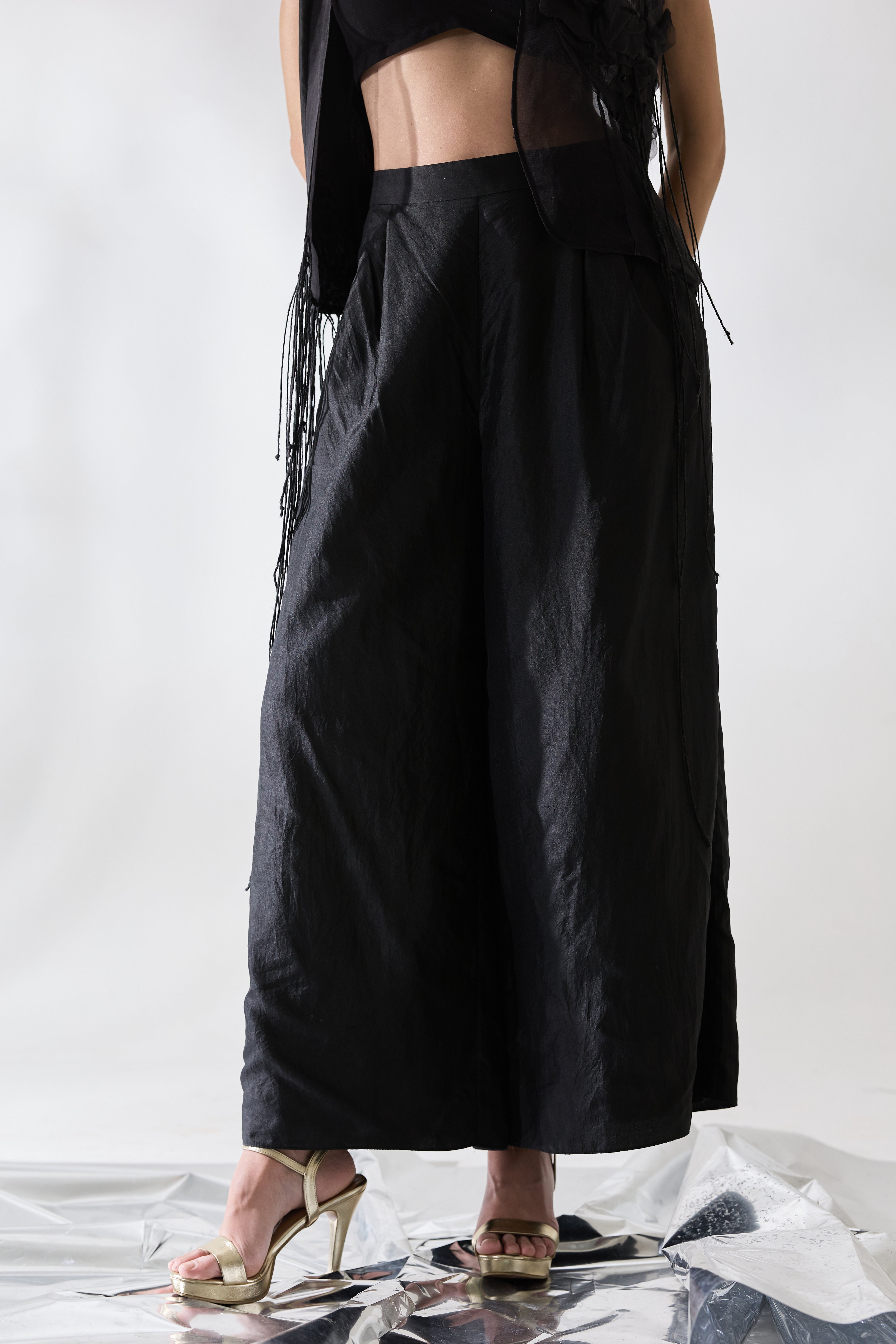 Fringe Veil Half And Half Jacket Pants Set - Pants